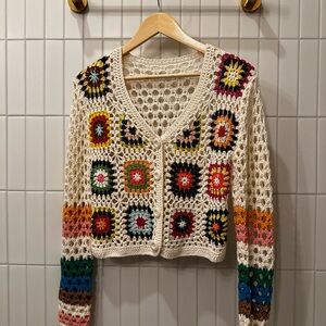 Multicolor Crochet Cardigan Sweater
